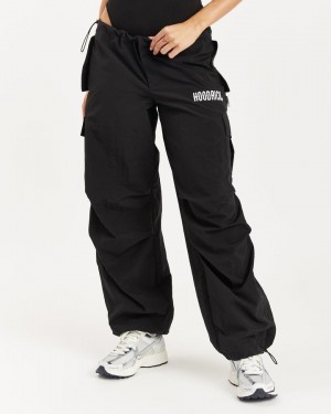 Black/White Hoodrich Extent Woven Parachute Pants Cargo Pants | 4210-OYJZE