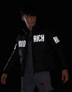 Black Hoodrich Parallel Padded Jacket Junior Outerwear | EJXFUQN-31