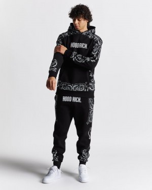 Black/white/lava smoke Hoodrich OG Motif Joggers Joggers | 6371-ONUMY