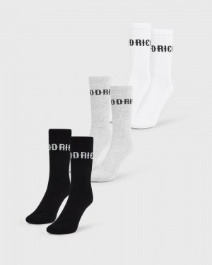 Grey/White/Black Hoodrich OG Core 3 Pack Crew Socks Socks | 9721-SVFPA