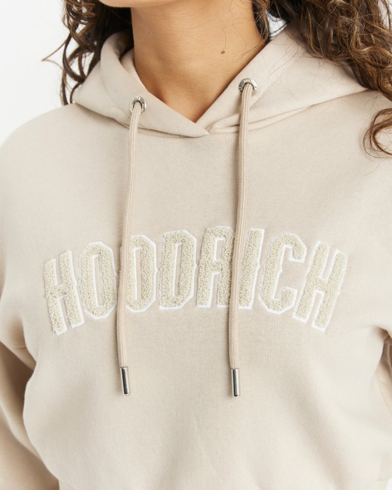 Beige/White Hoodrich OG Kraze Cropped Hoodie Hoodies | 4957-ALREV