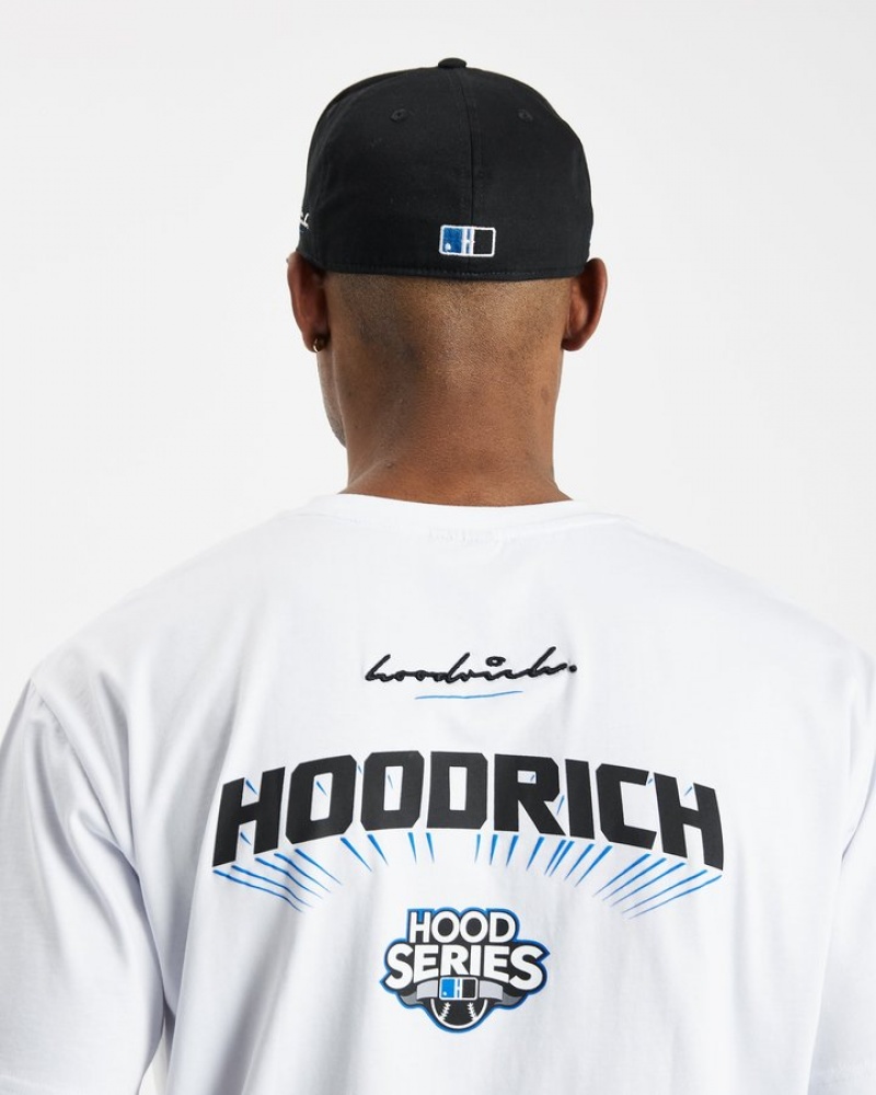 Black/Azure Blue/White Hoodrich Stadium V2 Fitted Cap Caps | 7023-PFKUJ