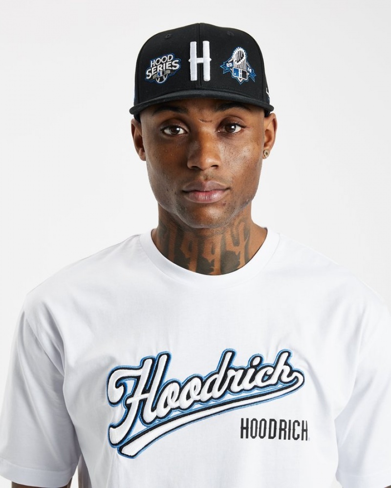 Black/Azure Blue/White Hoodrich Stadium V2 Fitted Cap Caps | 7023-PFKUJ