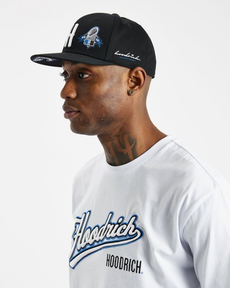 Black/Azure Blue/White Hoodrich Stadium V2 Fitted Cap Caps | 7023-PFKUJ