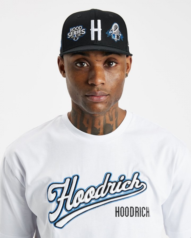 Black/Azure Blue/White Hoodrich Stadium V2 Fitted Cap Caps | 7023-PFKUJ