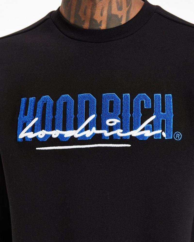 Black/Déjà vu Blue/White Hoodrich OG Blend V2 Sweatshirt Sweatshirts | 9380-VNUHT