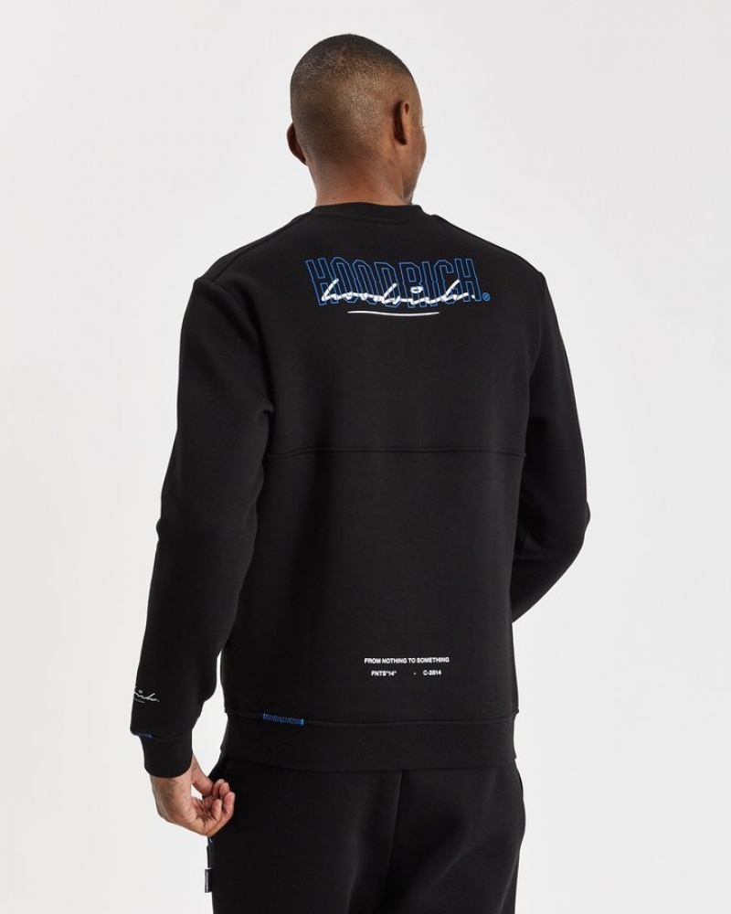 Black/Déjà vu Blue/White Hoodrich OG Blend V2 Sweatshirt Sweatshirts | 9380-VNUHT