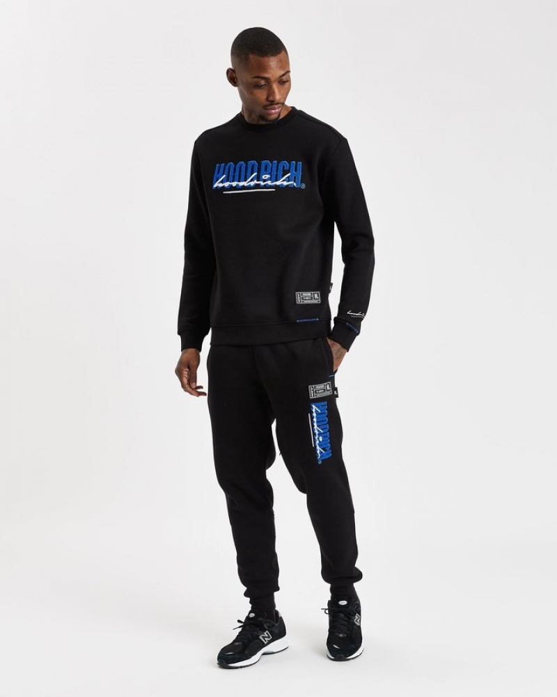 Black/Déjà vu Blue/White Hoodrich OG Blend V2 Sweatshirt Sweatshirts | 9380-VNUHT