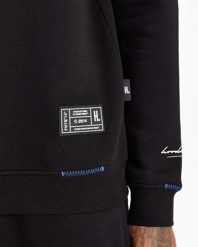 Black/Déjà vu Blue/White Hoodrich OG Blend V2 Sweatshirt Sweatshirts | 9380-VNUHT