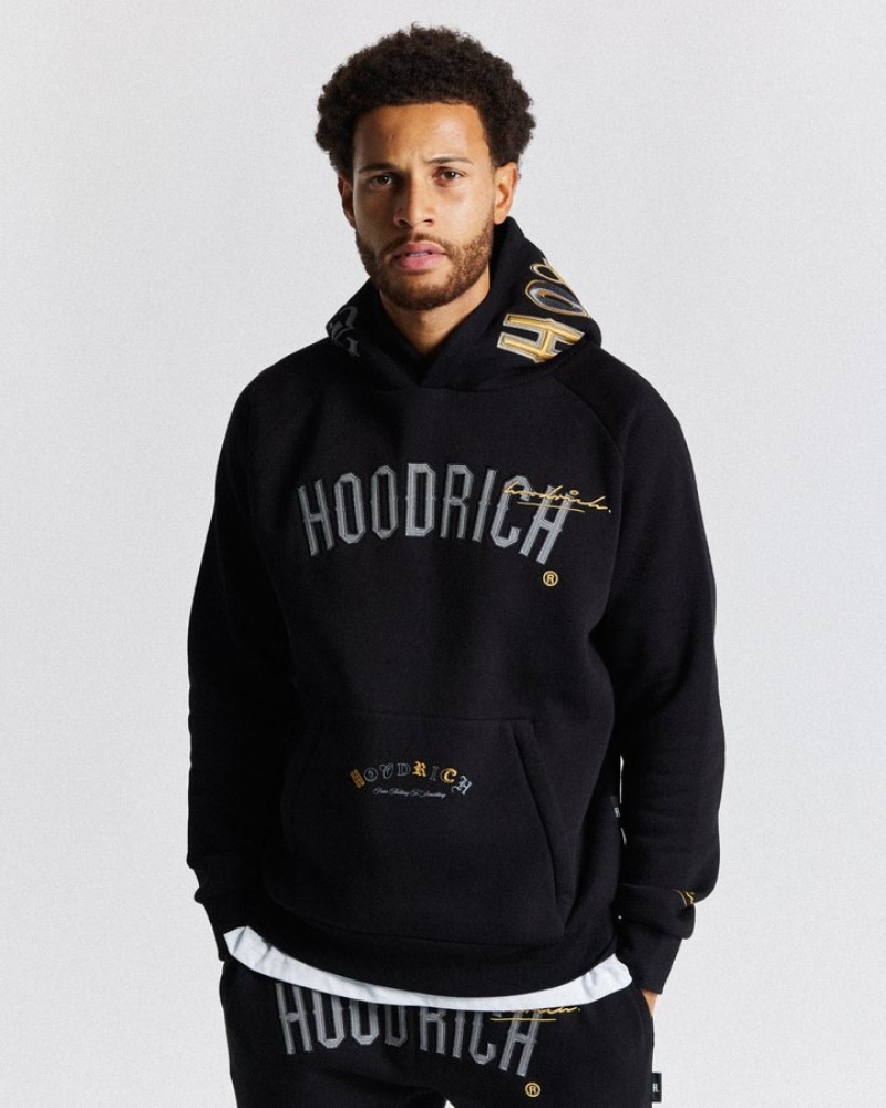 Black/Gold/Grey Hoodrich Stature Hoodie Hoodies | 1083-NPFYO