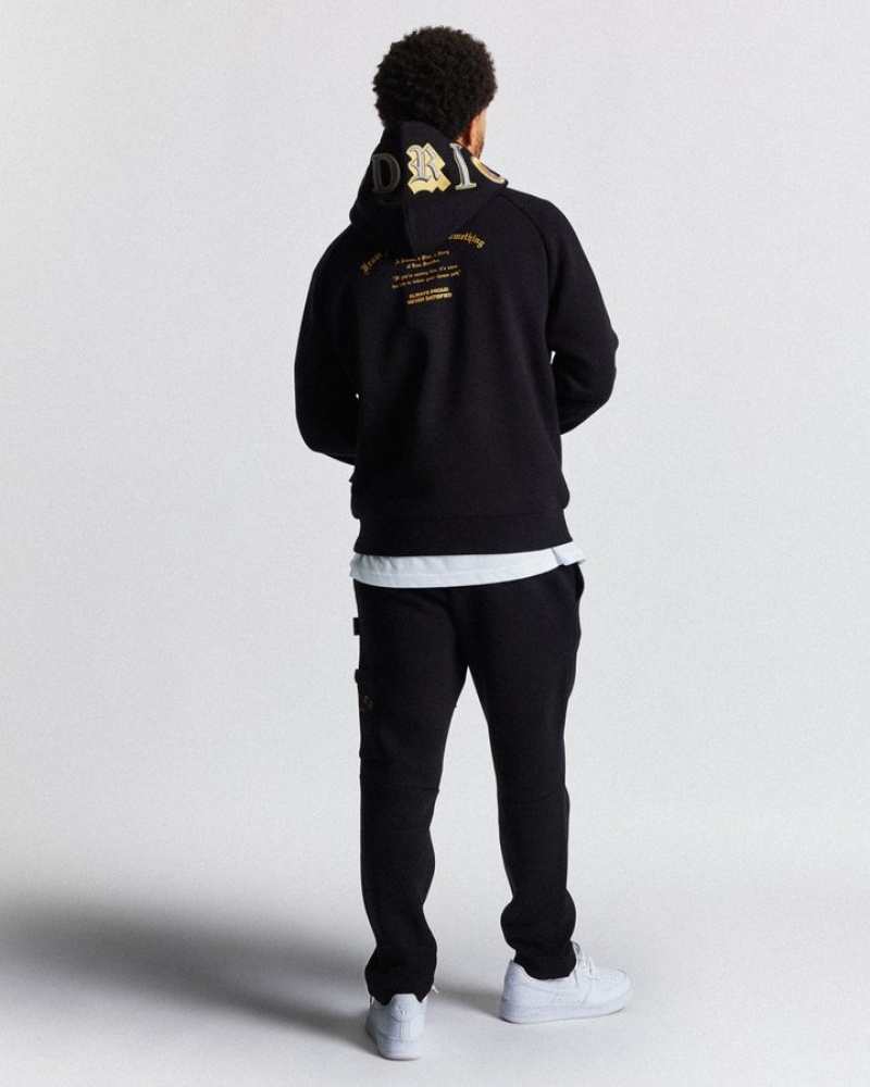 Black/Gold/Grey Hoodrich Stature Hoodie Hoodies | 1083-NPFYO