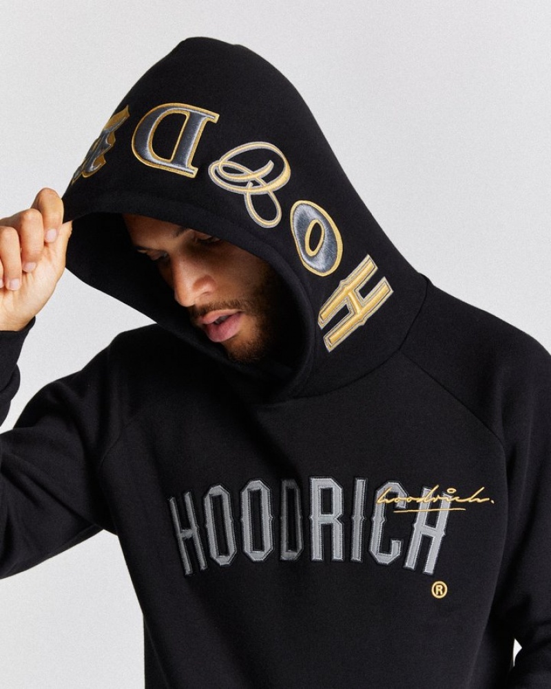 Black/Gold/Grey Hoodrich Stature Hoodie Hoodies | 1083-NPFYO