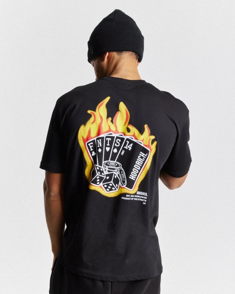 Black/Graphic Hoodrich Luck T-shirt T-shirts | 7645-FSPXV