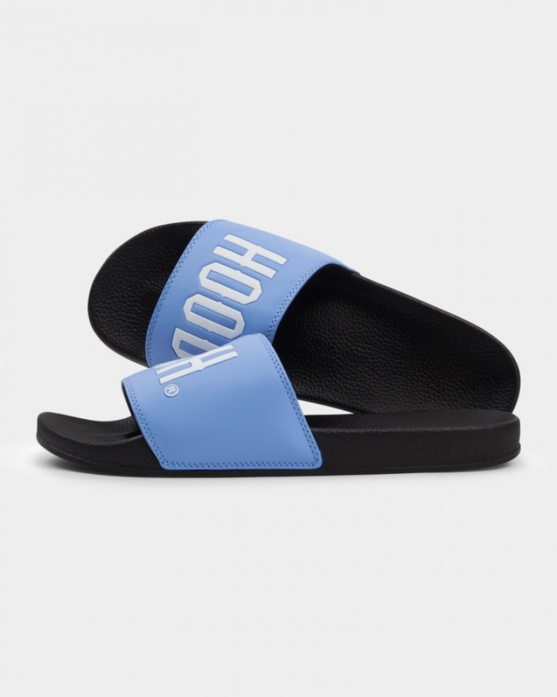 Black/Placid Blue/White Hoodrich OG Core Sliders Sliders | 7186-JNILR