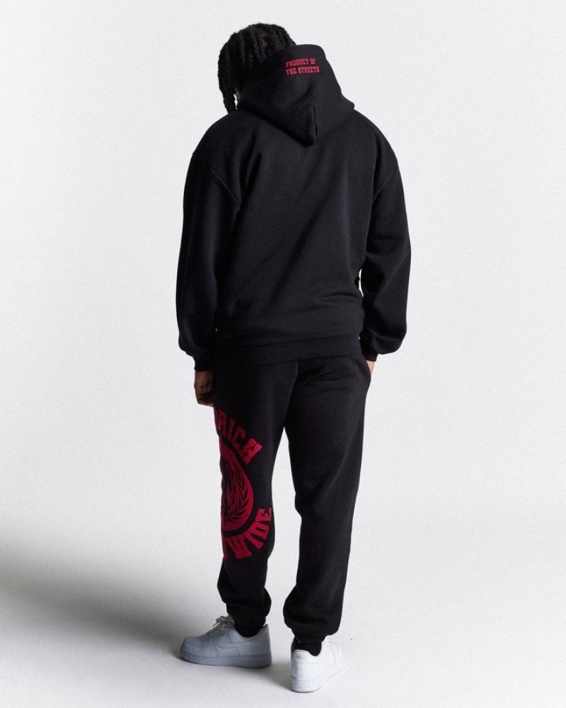 Black/Red Hoodrich Frat Oversized Hoodie Hoodies | 0291-CNSAO