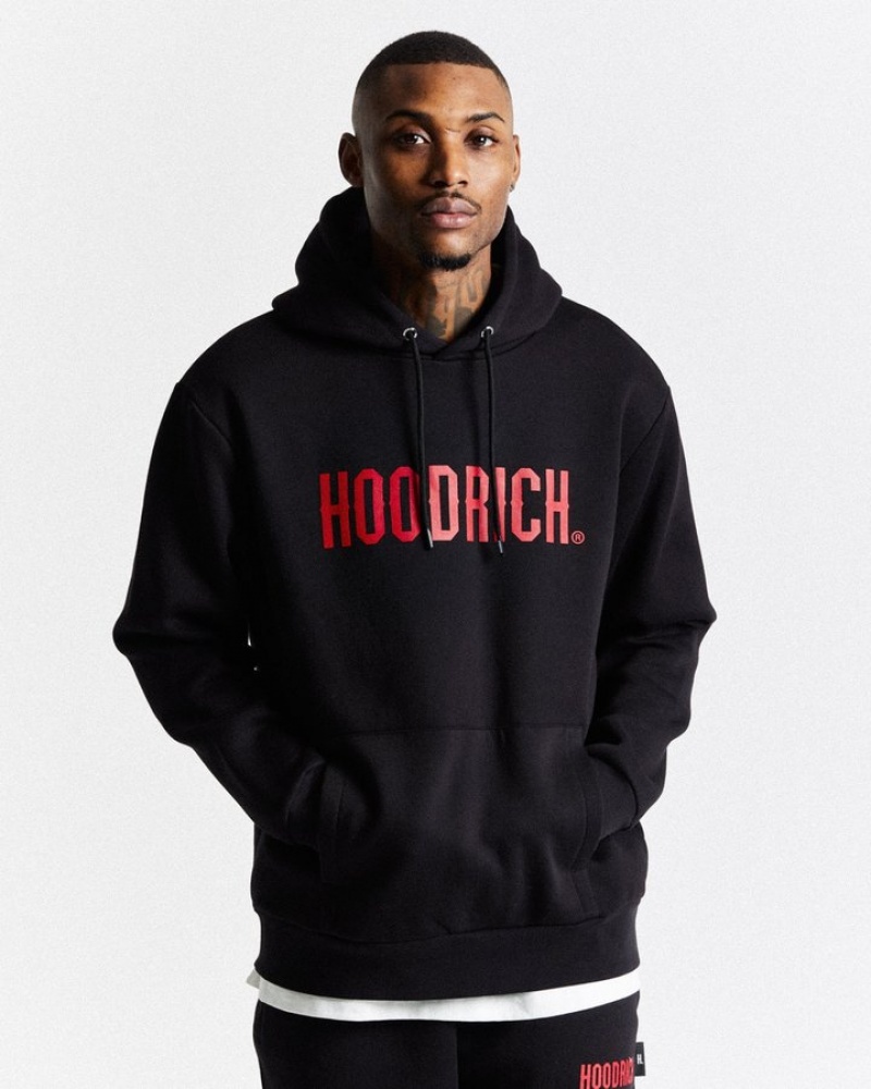 Black/Red Hoodrich OG Core Hoodie Hoodies | 0437-LXSRA