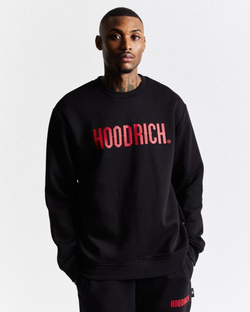 Black/Red Hoodrich OG Core Sweatshirt Sweatshirts | 6021-ADGYQ