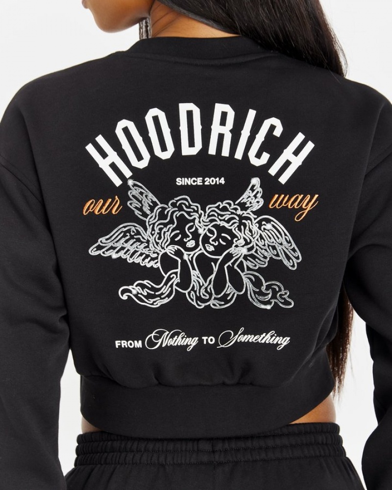 Black/Silver/Orange Hoodrich Aura Cropped Sweatshirt Sweatshirts | 0328-AZSWB