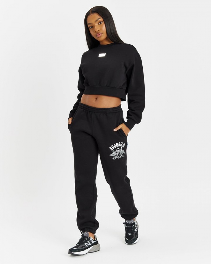 Black/Silver/Orange Hoodrich Aura Cropped Sweatshirt Sweatshirts | 0328-AZSWB