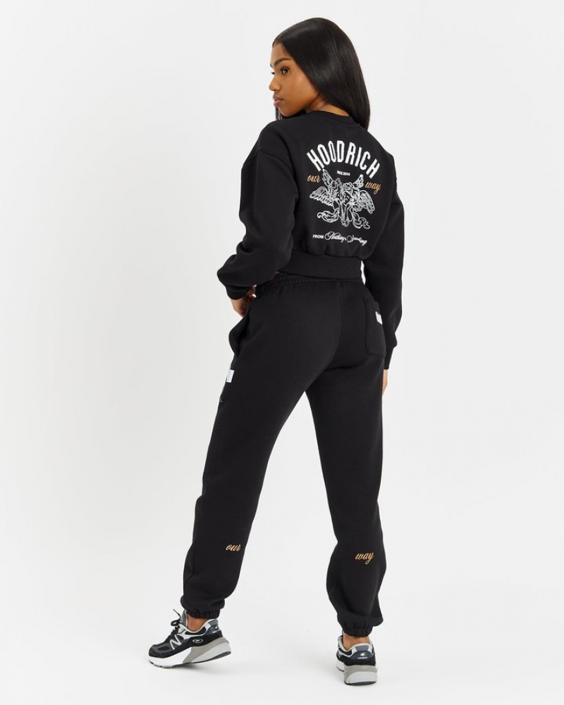 Black/Silver/Orange Hoodrich Aura Jogger Sweatshirts | 8069-XOMPK