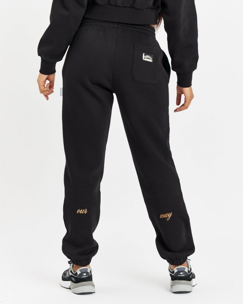 Black/Silver/Orange Hoodrich Aura Jogger Sweatshirts | 8069-XOMPK