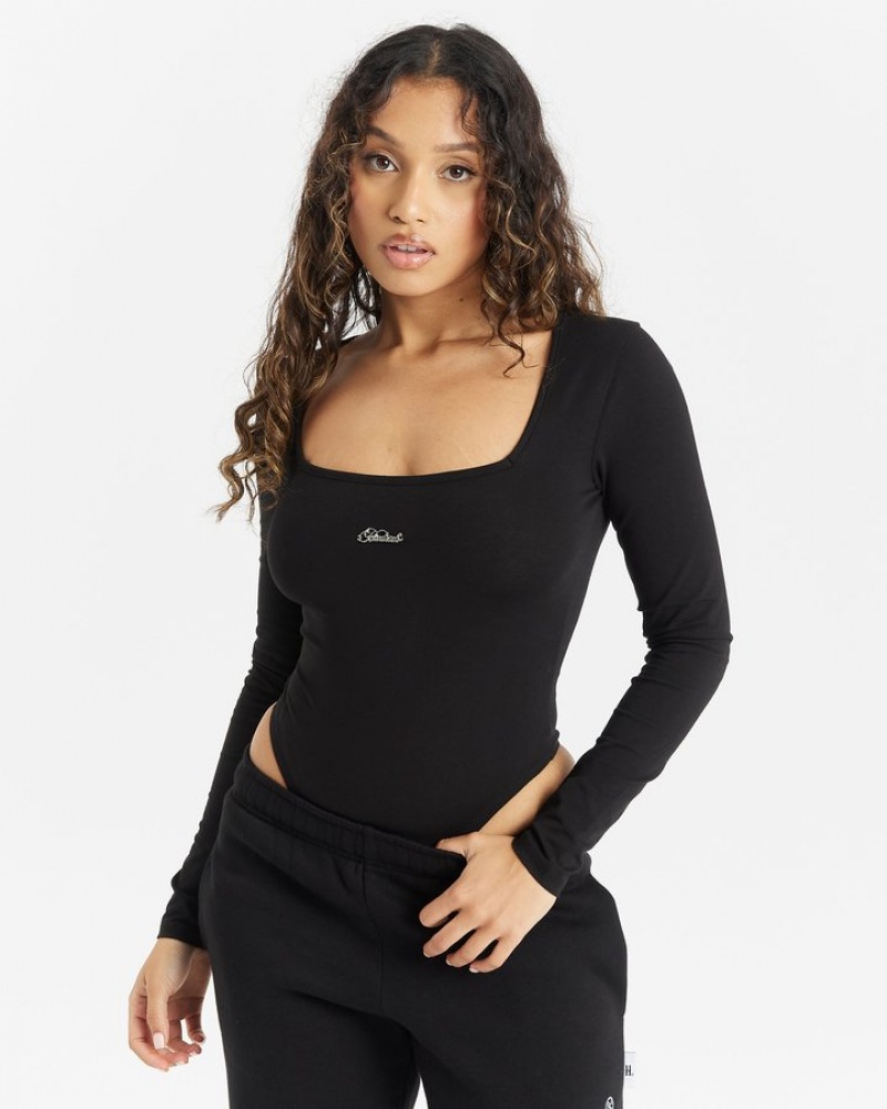 Black/Silver Hoodrich Form Bodysuit Bodysuits | 2476-JBKMS