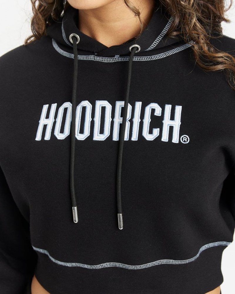 Black/White/Blue Hoodrich OG Distinct Cropped Hoodie Hoodies | 8256-FXZDU