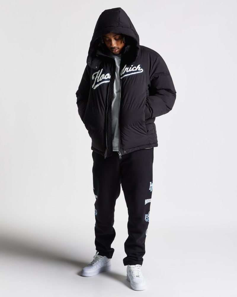 Black/White/Blue Hoodrich Stadium Jacket Outerwear | 3562-SVQZT