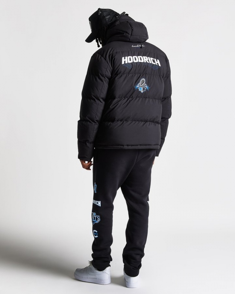 Black/White/Blue Hoodrich Stadium Jacket Outerwear | 3562-SVQZT