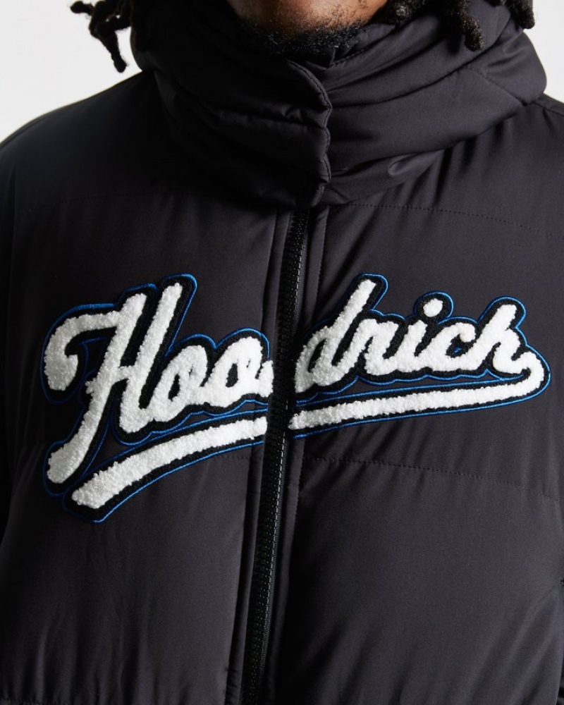 Black/White/Blue Hoodrich Stadium Jacket Outerwear | 3562-SVQZT