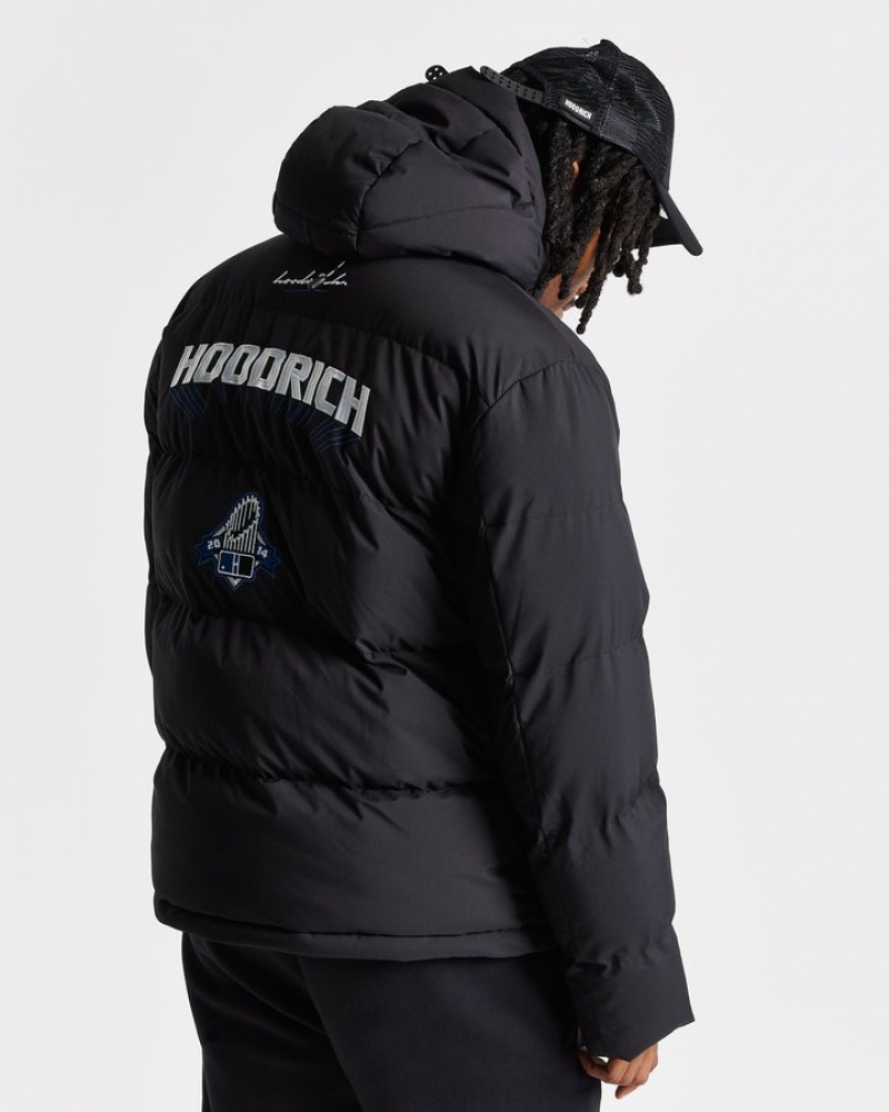 Black/White/Blue Hoodrich Stadium Jacket Outerwear | 3562-SVQZT