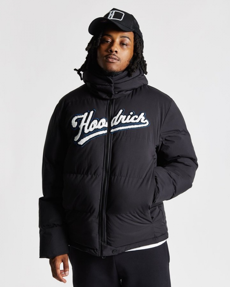 Black/White/Blue Hoodrich Stadium Jacket Outerwear | 3562-SVQZT