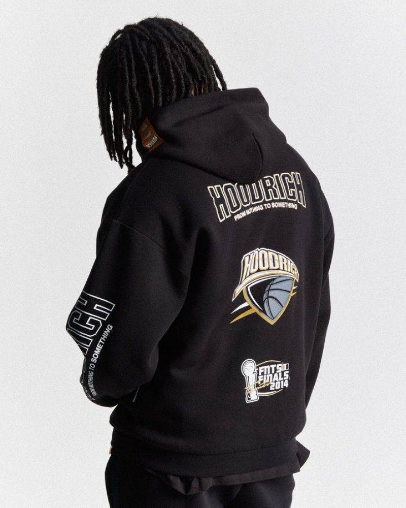 Black/White/Gold Hoodrich Zenith Oversized Hoodie Hoodies | 3718-ZBCWD