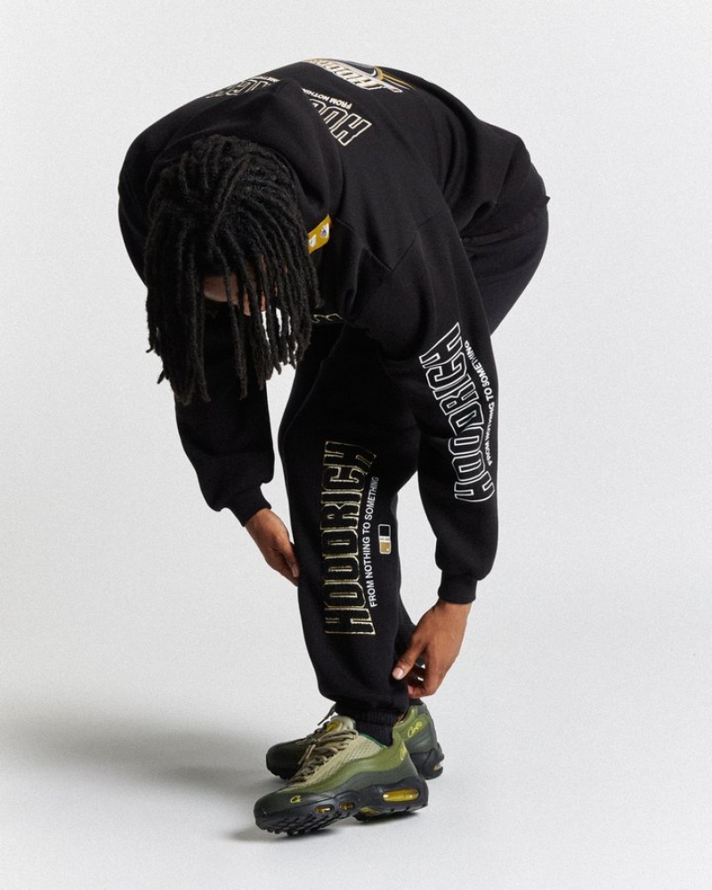 Black/White/Gold Hoodrich Zenith Oversized Joggers Joggers | 7235-KHILW