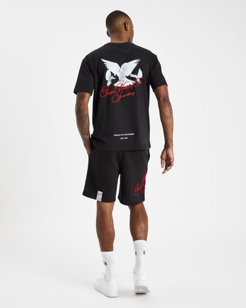 Black/White/Mars Red Hoodrich OG Take Flight V2 Shorts Shorts | 8093-TWEBL