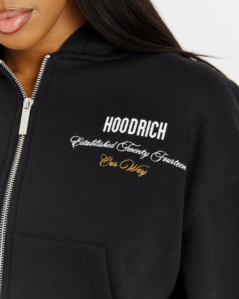 Black/White/Orange Hoodrich Eternal Oversized Zip Hoodie Hoodies | 5704-AFKJZ