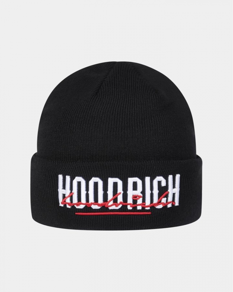 Black/White/Red Hoodrich OG Blend Beanie Headwear | 4906-RLMYN