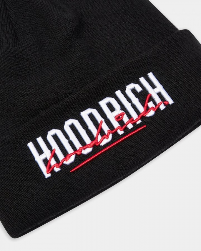 Black/White/Red Hoodrich OG Blend Beanie Headwear | 4906-RLMYN