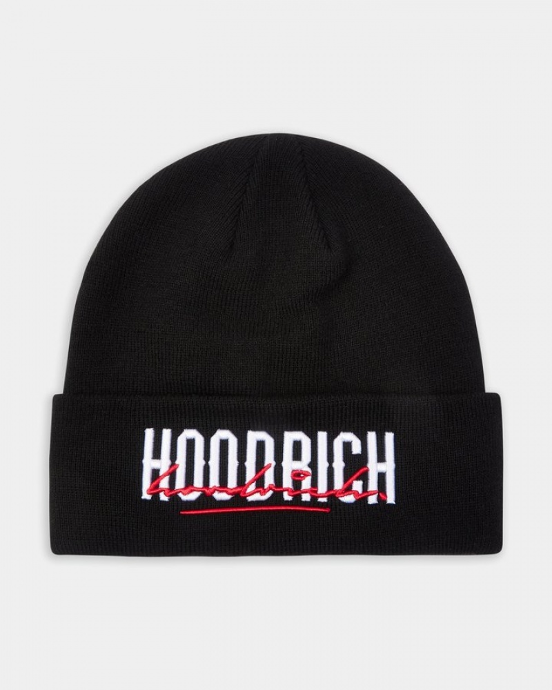 Black/White/Red Hoodrich OG Blend Beanie Headwear | 4906-RLMYN