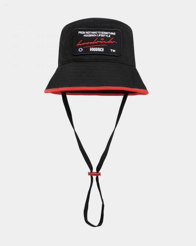 Black/White/Red Hoodrich OG Cruzade Bucket Hat Headwear | 0231-SNQFL