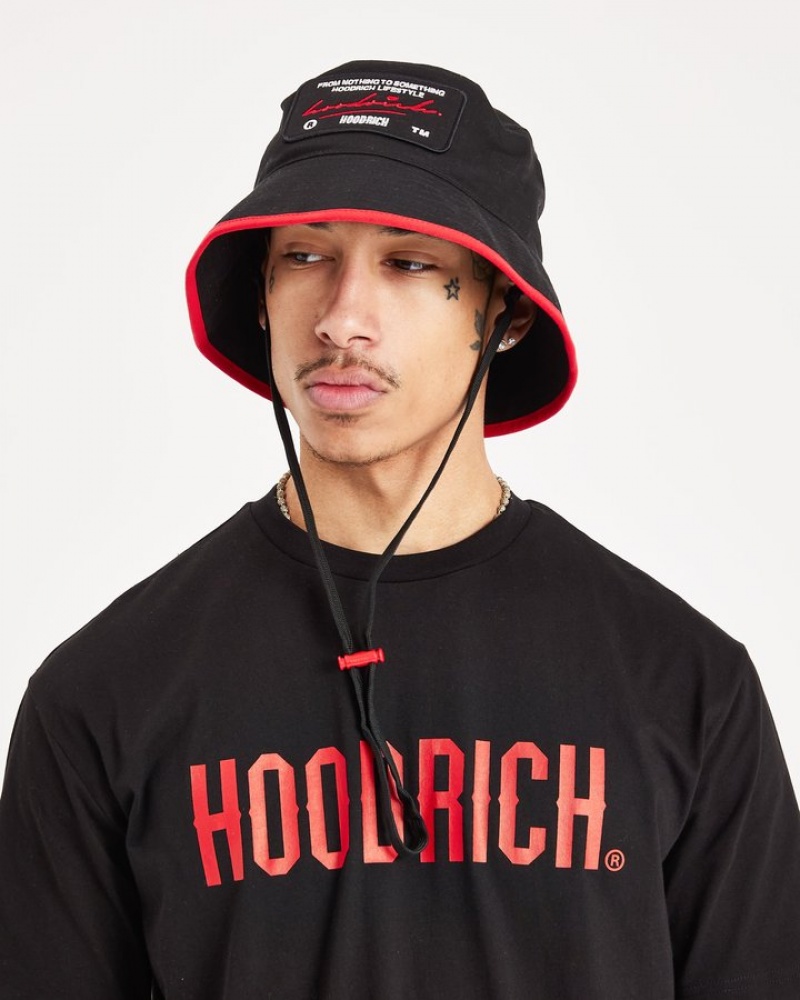 Black/White/Red Hoodrich OG Cruzade Bucket Hat Headwear | 0231-SNQFL