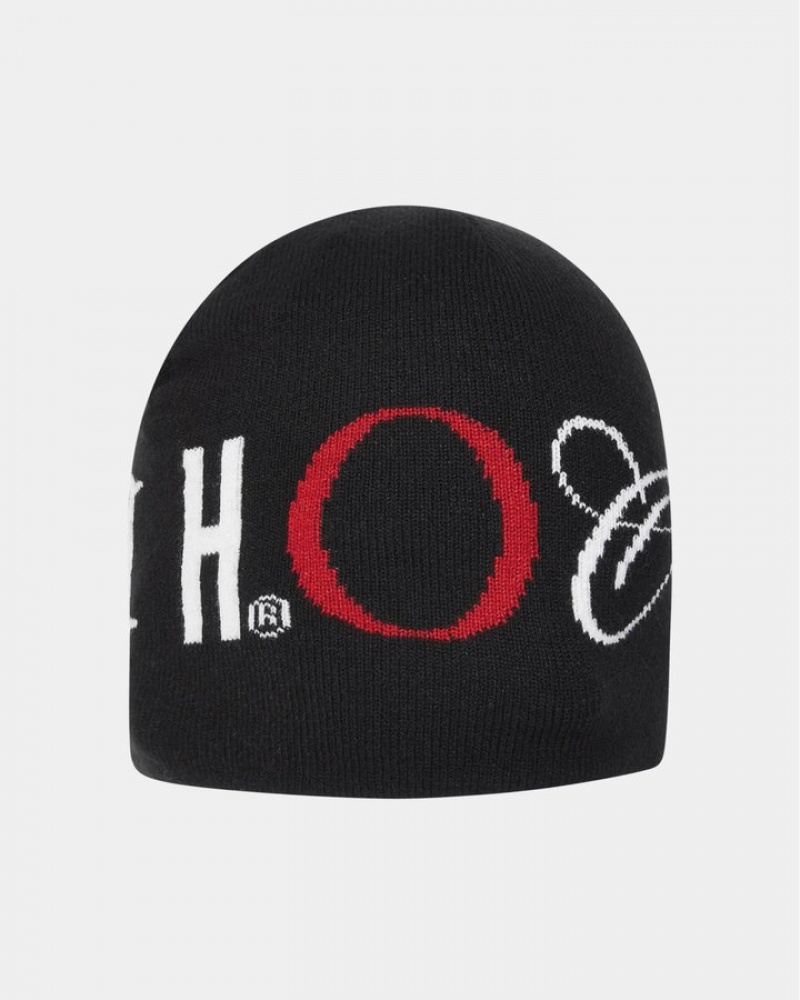 Black/White/Red Hoodrich OG Heat Fitted Beanie Headwear | 0781-EJTSF