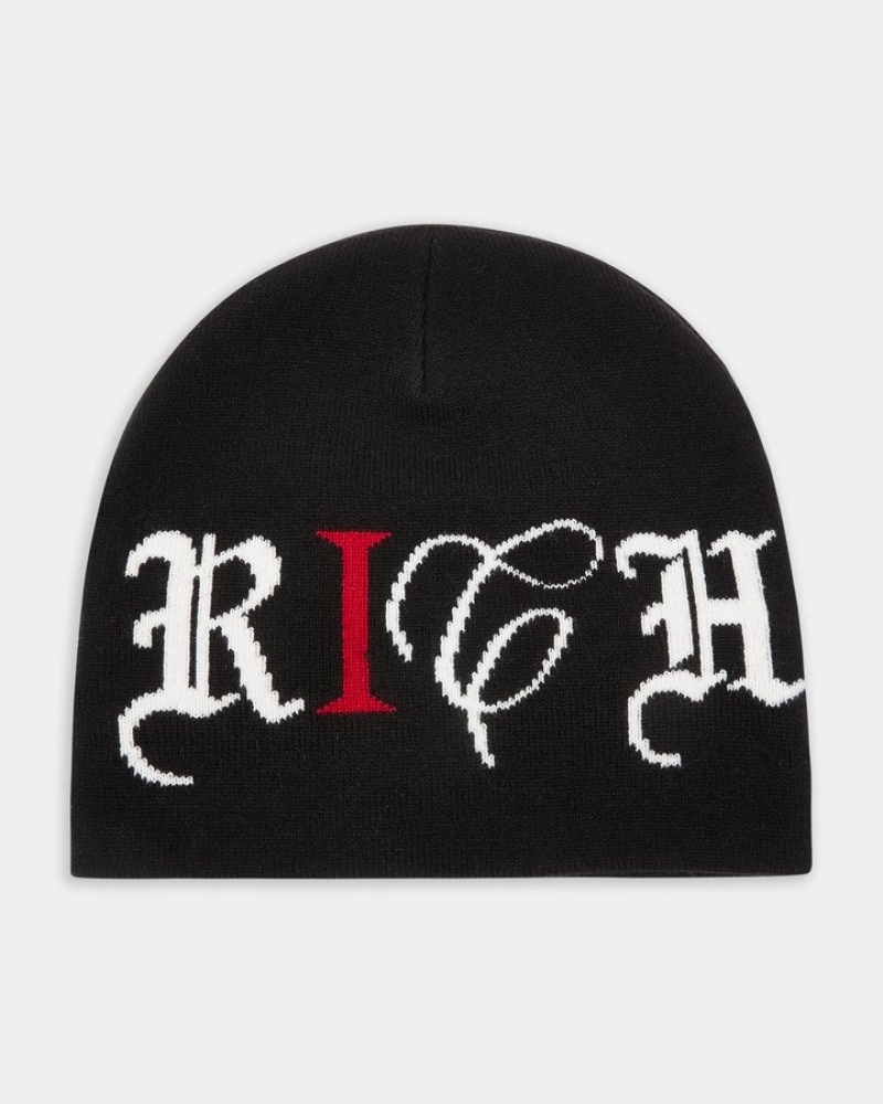 Black/White/Red Hoodrich OG Heat Fitted Beanie Headwear | 0781-EJTSF