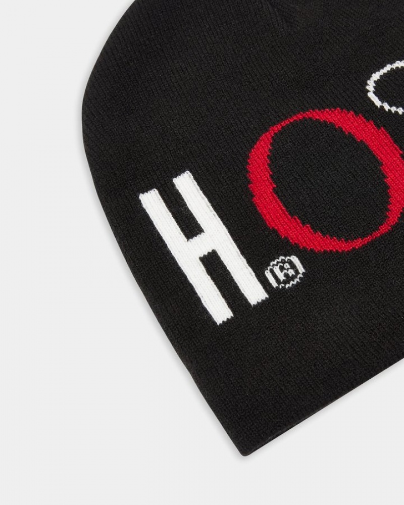 Black/White/Red Hoodrich OG Heat Fitted Beanie Headwear | 0781-EJTSF