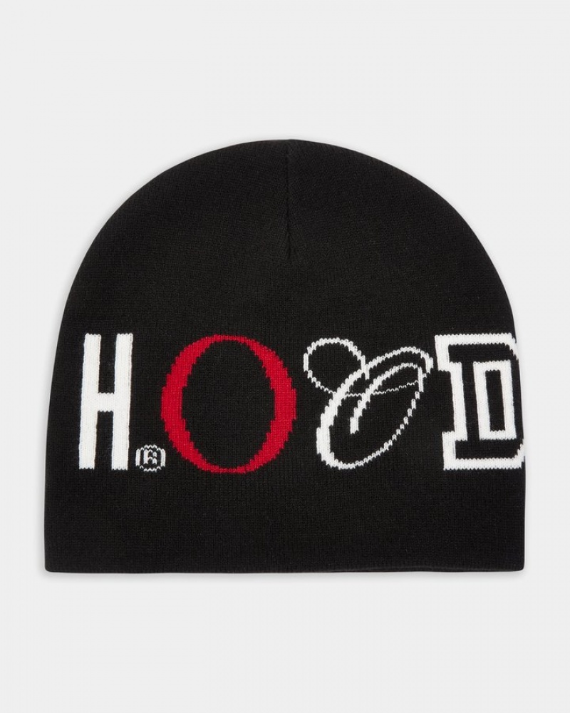 Black/White/Red Hoodrich OG Heat Fitted Beanie Headwear | 0781-EJTSF