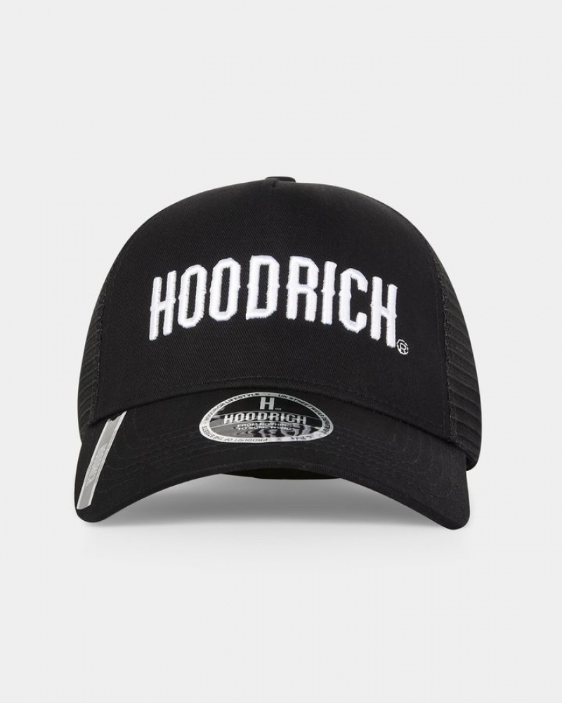 Black/White Hoodrich OG Core Trucker Cap Caps | 8091-QCTOP