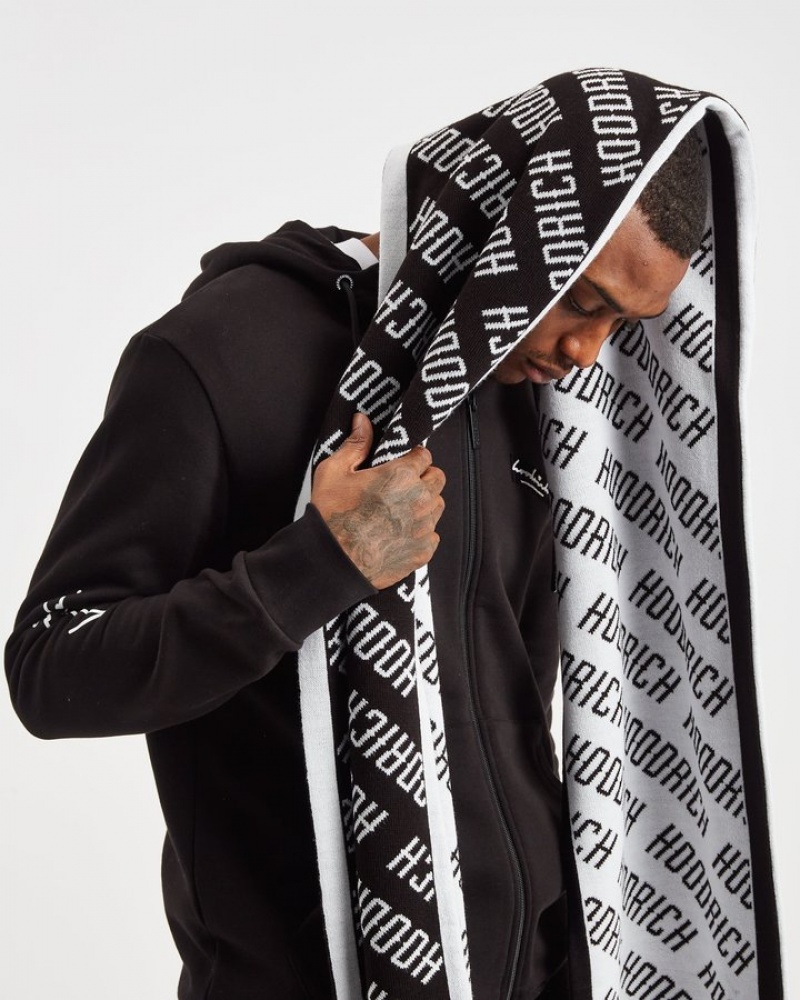 Black/White Hoodrich OG Logo Reversible Scarf Gloves and Scarves | 7830-CKOXA