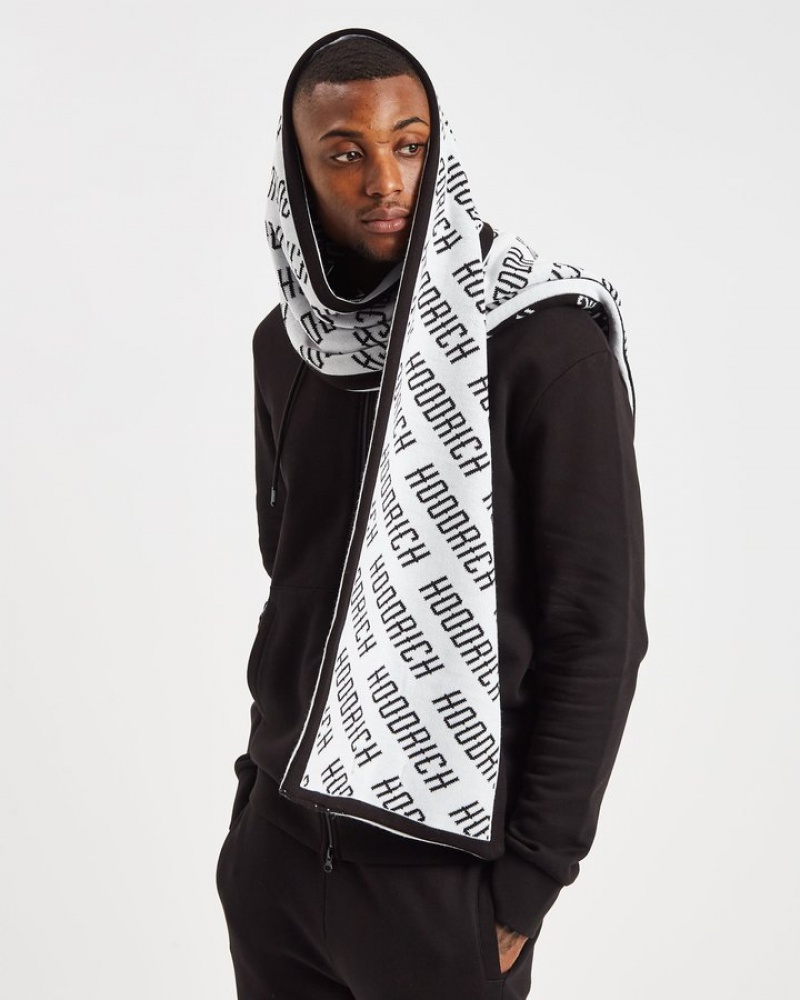 Black/White Hoodrich OG Logo Reversible Scarf Gloves and Scarves | 7830-CKOXA