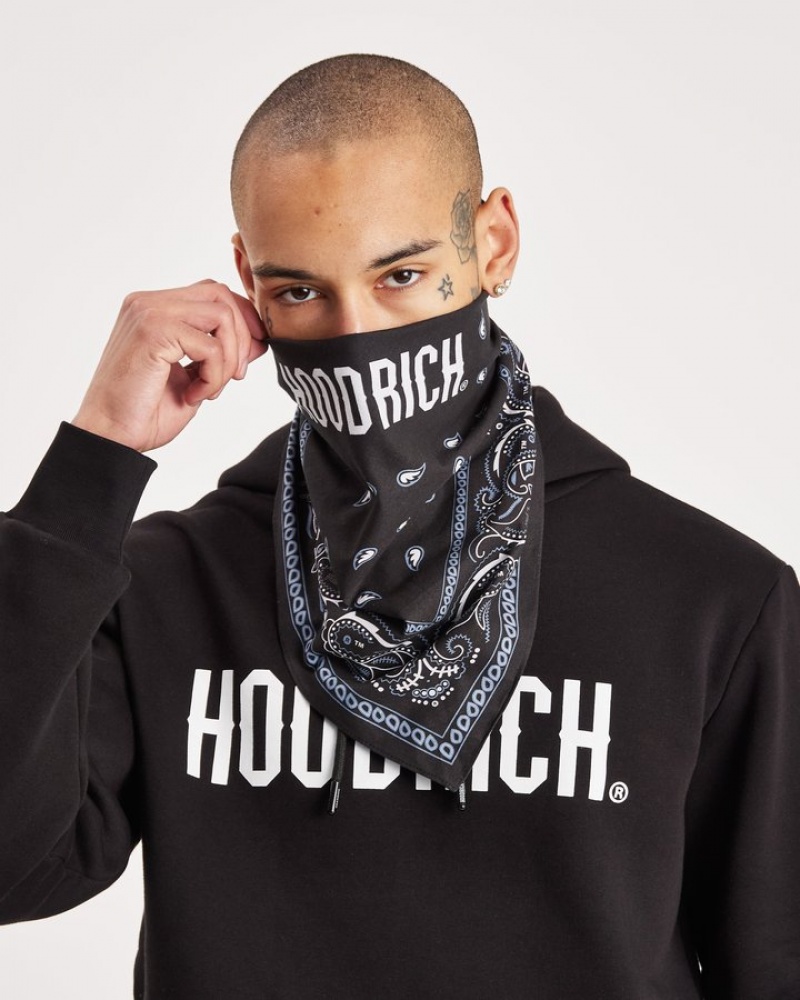 Black/White Hoodrich OG Motif Bandana Ballys & Bandanas | 6105-QLBMJ