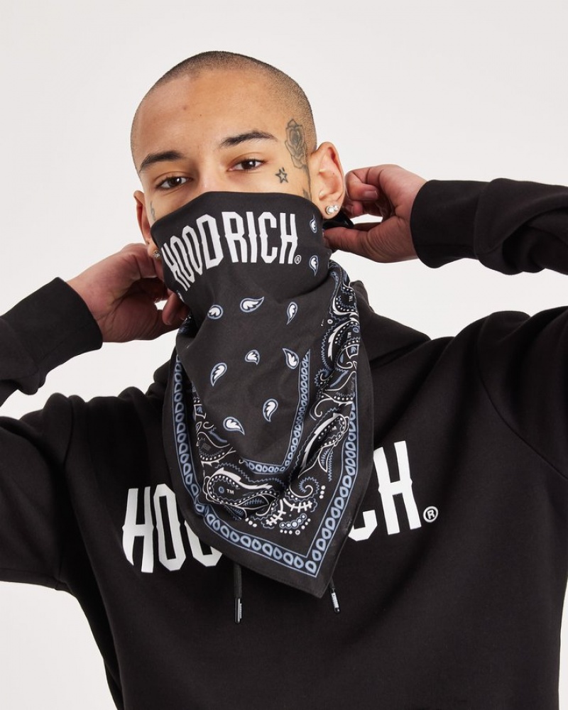 Black/White Hoodrich OG Motif Bandana Ballys & Bandanas | 6105-QLBMJ